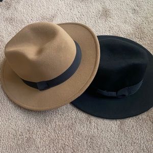 2 felted wool hats- Tan (H&M) Black (Scala)